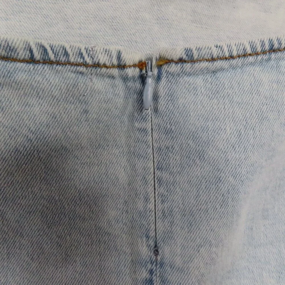 Y2K Cutout Waist Denim‎ Mini Skirt Light Wash High Waist Trendy We Wore What XL - Picture 5 of 10